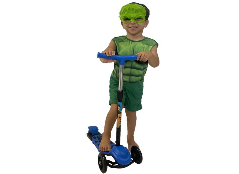 Patinete Radical Power New Dm Toys Azul 40KG + Fantasia Hulk