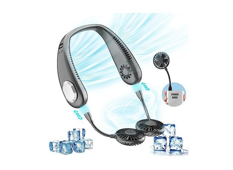 TFNN Ventilador de pescoço portátil, ventilador de pescoço livre de 9000 mAh, ventilador de pescoço condicionador de ar, ventilador de pescoço pessoal de resfriamento sem lâmina com 4 saídas de ar 3