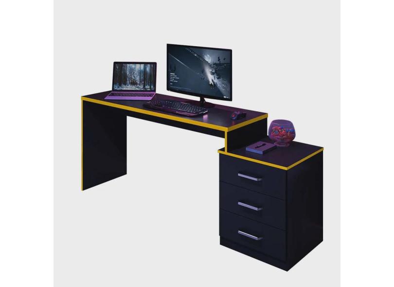 Mesa Gamer Escritório DRX5000 Preto/Amarelo - Montanaris Decor