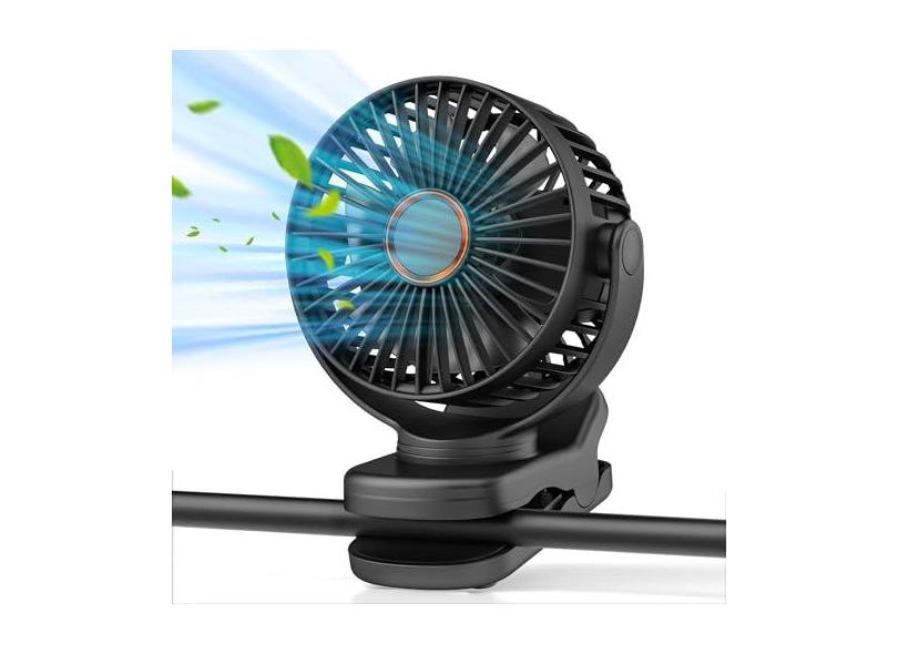 ASNUG Mini ventilador de clipe portátil, ventilador de mesa USB pequeno recarregável de 3 velocidades com fluxo de ar forte, ventilador pessoal operado por bateria, ventilador de mesa ajustável de