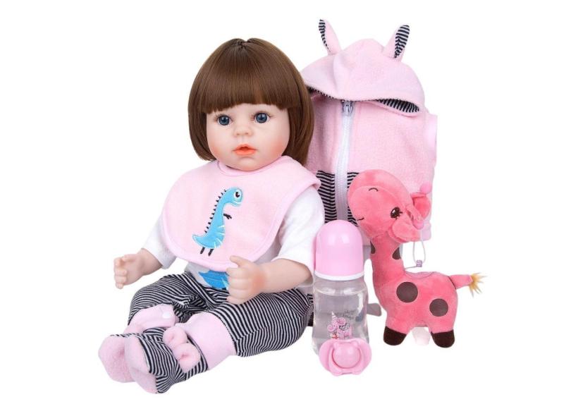 Bebe boneca reborn realista girafinha menina silicone 48cm olhos