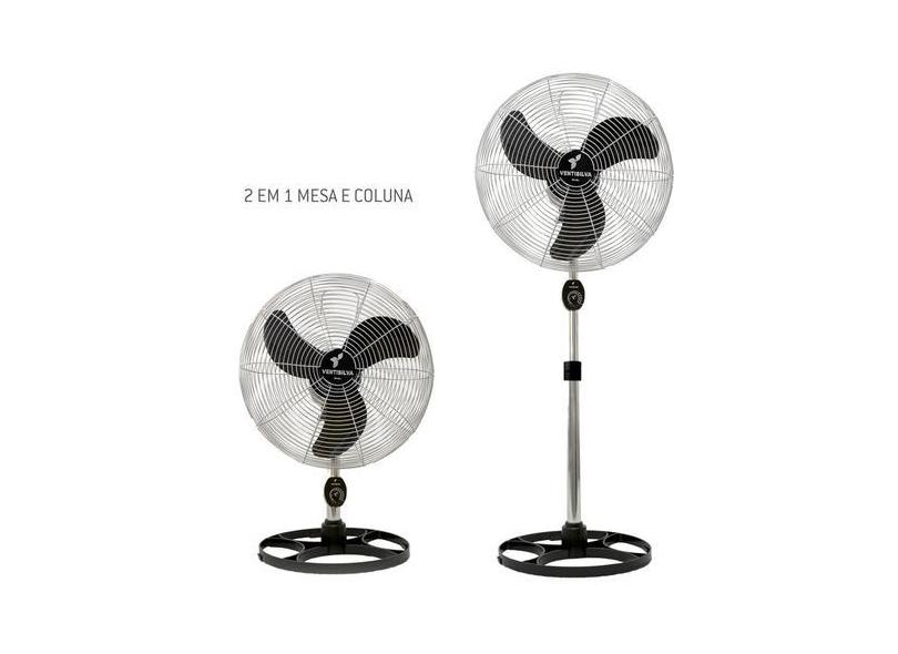 Ventilador De Coluna E Mesa 50Cm Preto Pintura Epóxi Cromada - Ventisi