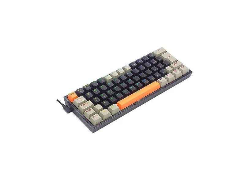 Teclado Mecanico Gamer Fizz Rgb Laranja Preto e Cinza Switch Marrom