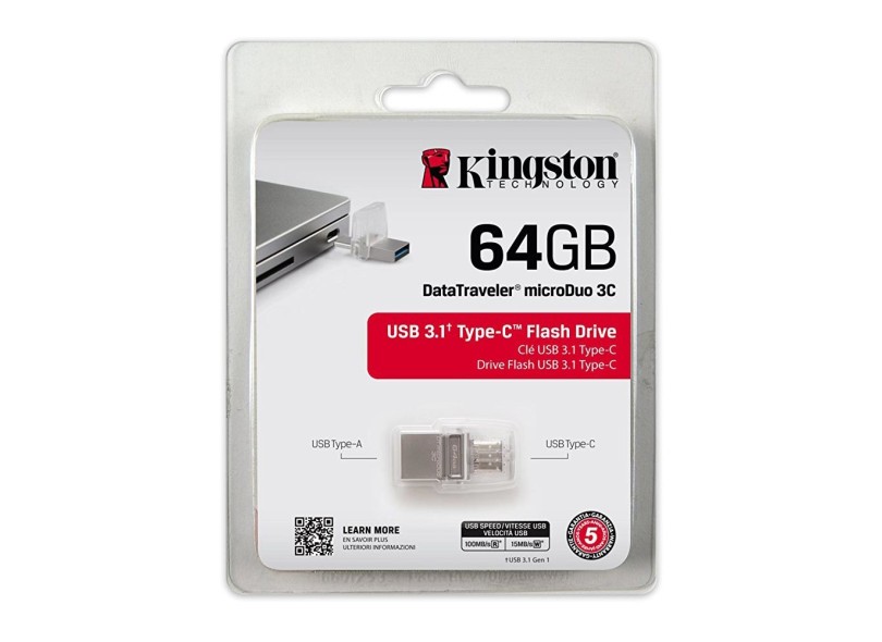 Pen Drive Kingston Data Traveler MicroDuo 64 GB USB 3.1 USB-C DTDUO3C