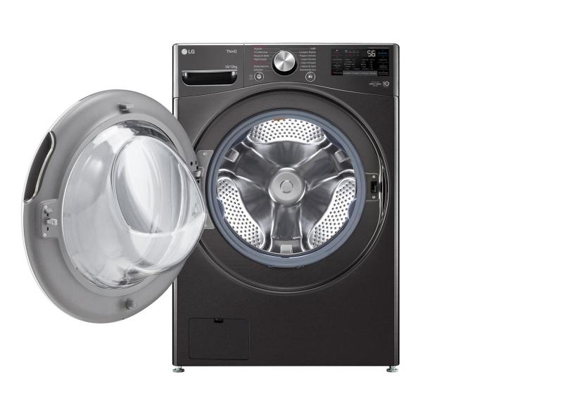 Lava e Seca LG 18kg MotionDD Smart WD18BV2S6B cor Preto Inox