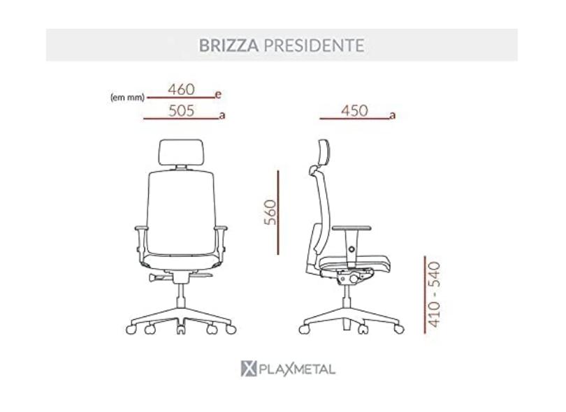 Cadeira de Escritório Presidente Brizza Soft Plaxmetal