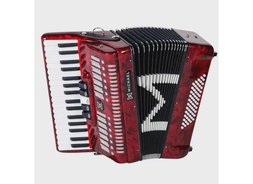 Acordeon 60 Baixos Michael ACM6005N prd Vermelho Perolado