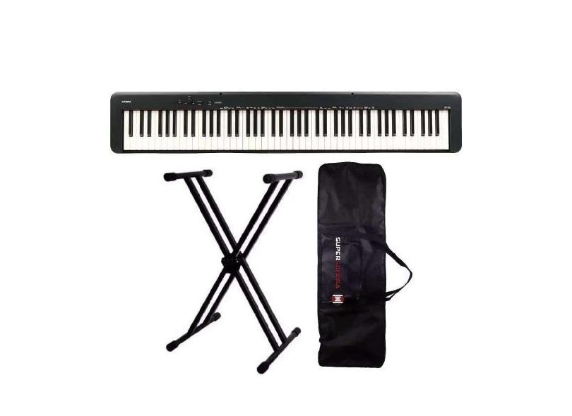 Piano Digital Casio CDP-S160 Preto - 88 Teclas + Suporte Duplo + Capa
