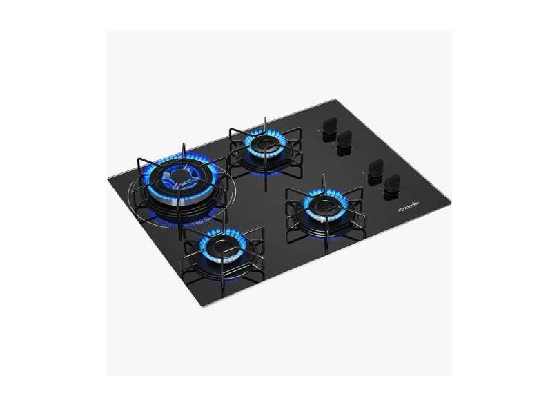Fogão Cooktop 4 Bocas Mueller MCG Tripla Chama - À Gás - Preto - Bivol