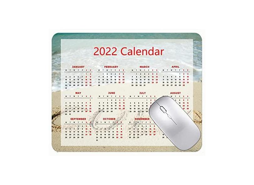 Mouse pad com calendário 2022 com bordas costuradas, tapete preto para jogos, praia, Cuba, espuma, mar