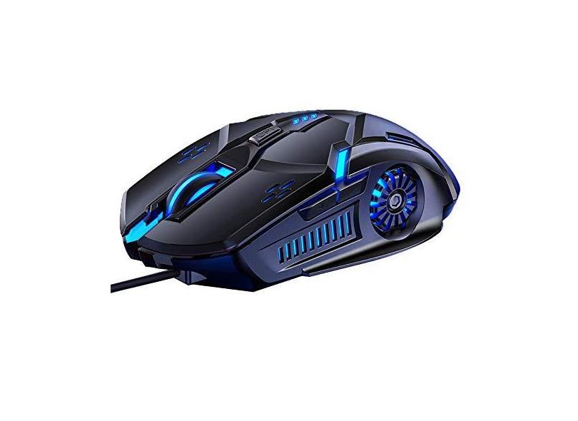 Mouse com fio 6D, mouse ergonômico para jogos com sete cores respiráveis, leve, baixo ruído, suporta quatro DPI ajustáveis