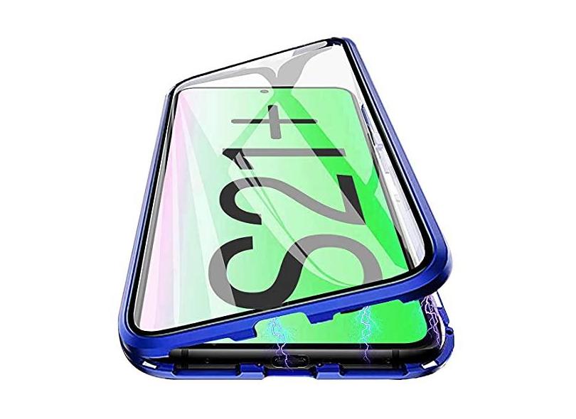 Capa magnética para Galaxy S21+ Plus, capa magnética de metal de adsorção  de alumínio com vidro temperado dupla face 9H traseira e capa frontal para  Samsung Galaxy S21 Plus 6,7 polegadas 4G/5G