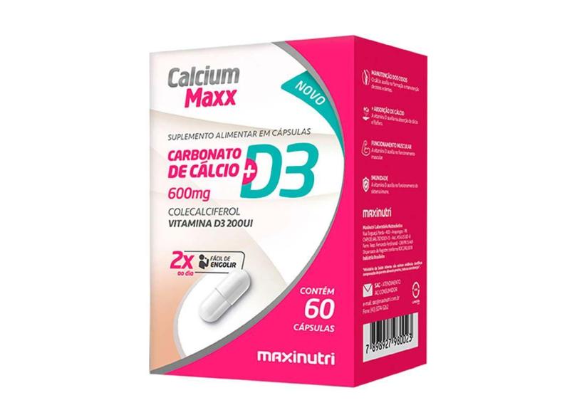Calcium Maxx D3 Fonte de Cálcio para os Ossos 600mg 60 Caps com o ...