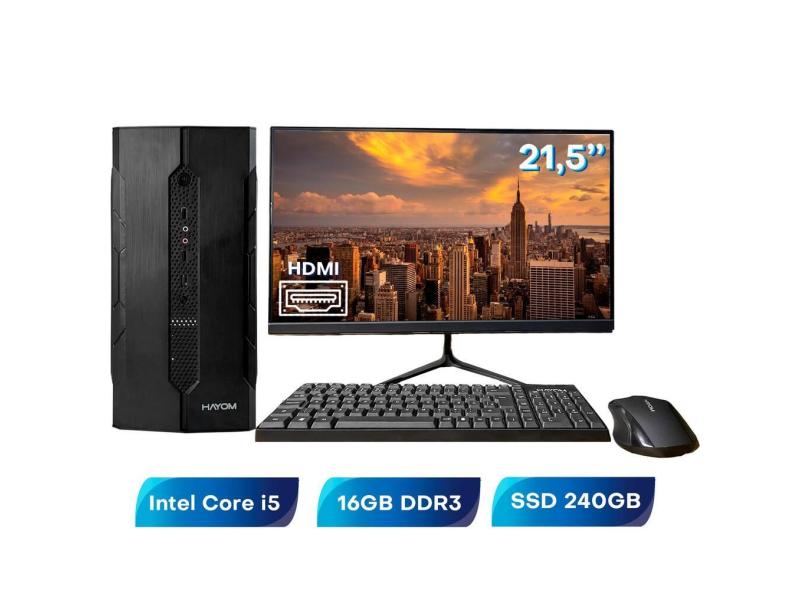 Computador Completo Intel Core i5 8Gb Ssd 120Gb Monitor 21.5`` Led Full Hd Windows 10 Pacote Office 2021
