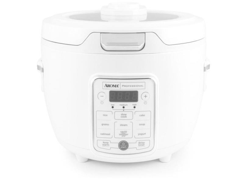 Panela de Arroz Elétrica até 20 xícaras não Cozidas com Painel de Controle, 110V, Aroma Housewares 1230W, Branca