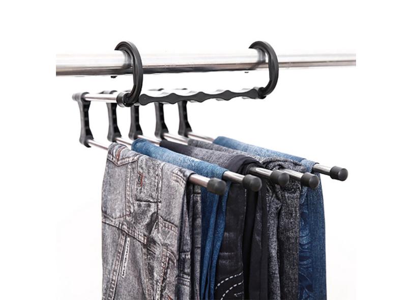 Rack de calça de aço inoxidável cinco em um Magic Rack de calça ...