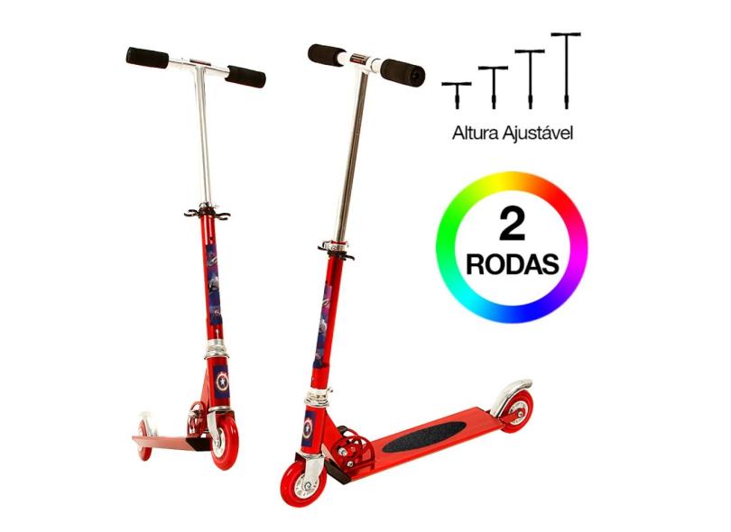 Patinete Capitão América 2 Rodas Ajuste de Altura Vermelho