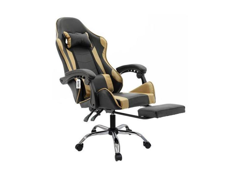 Cadeira Gamer Apoio De Pé Giratória Rodinhas Cg2.10 Dourado - Velve