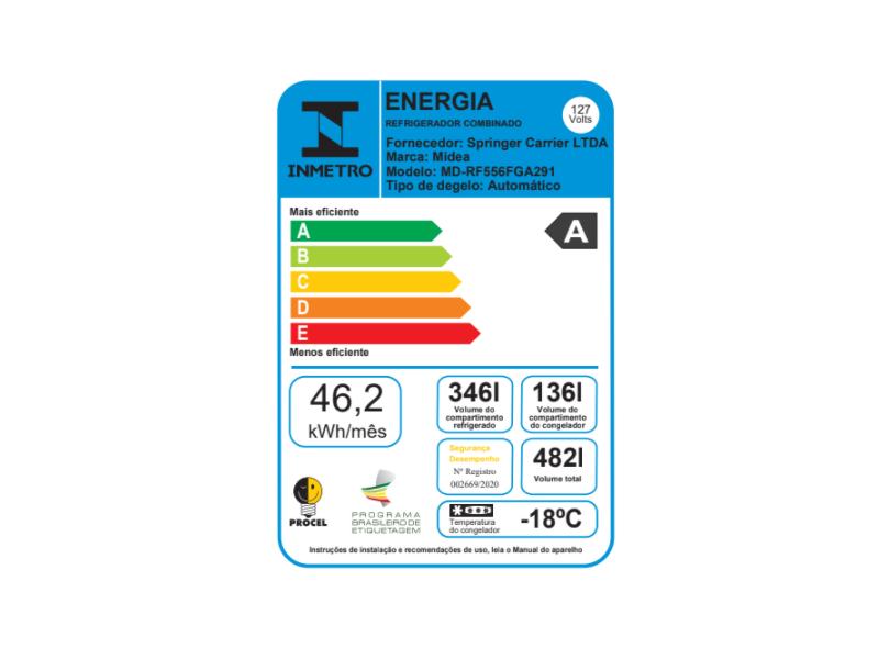 Geladeira Midea MD-RF556FGA29 Frost Free French Door Inverse 482