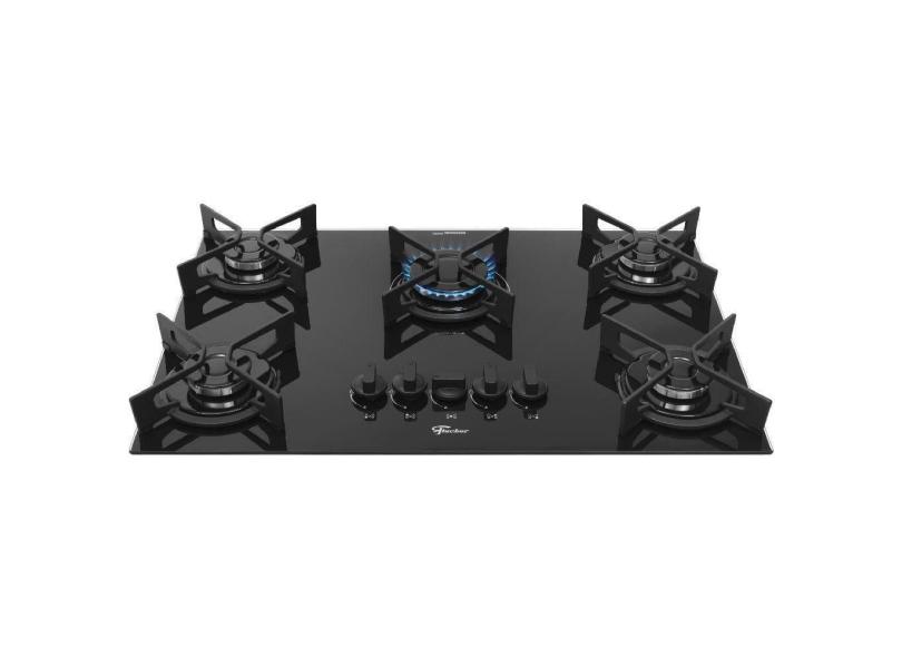 Cooktop Fit Line Fischer 5 Bocas Vidro Preto Chama Rápida Bivolt 36325-102672