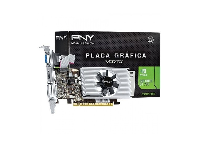 Placa de Video NVIDIA GeForce T 730 2 GB DDR3 128 Bits PNY VCGGT7302D3LXPB