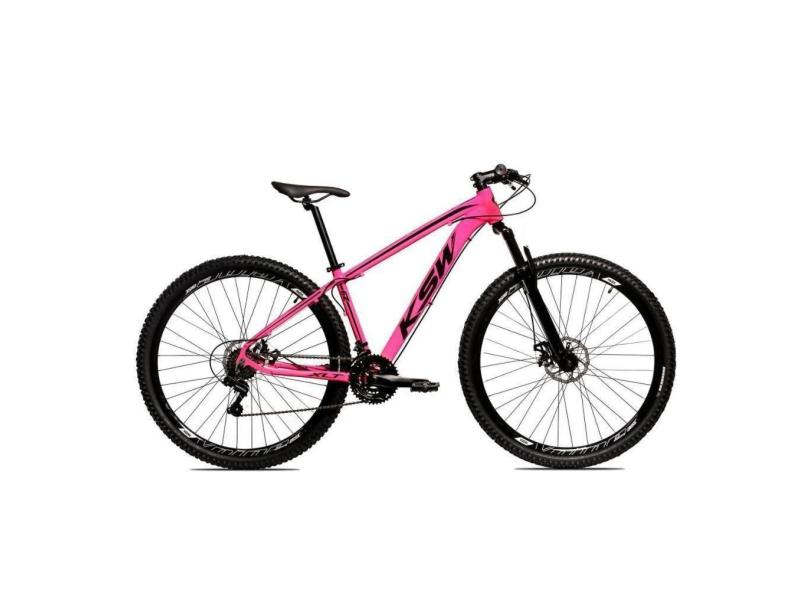 Bicicleta Aro 29 Ksw 27 Marchas E K7 17&quot; Rosa/Preto