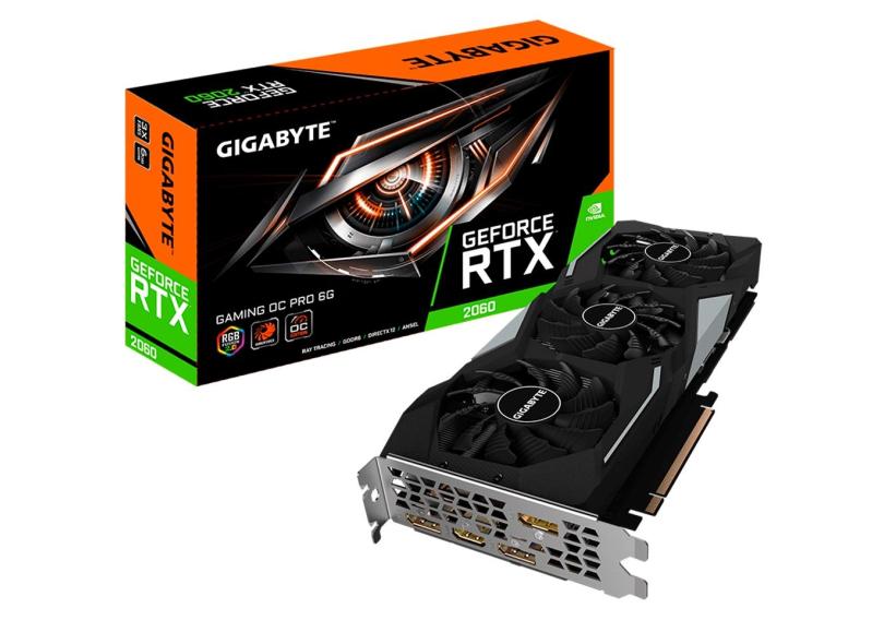 Placa de Video NVIDIA GeForce RTX 2060 6 GB GDDR6 192 Bits Gigabyte GV-N2060GAMINGOC PRO-6GD