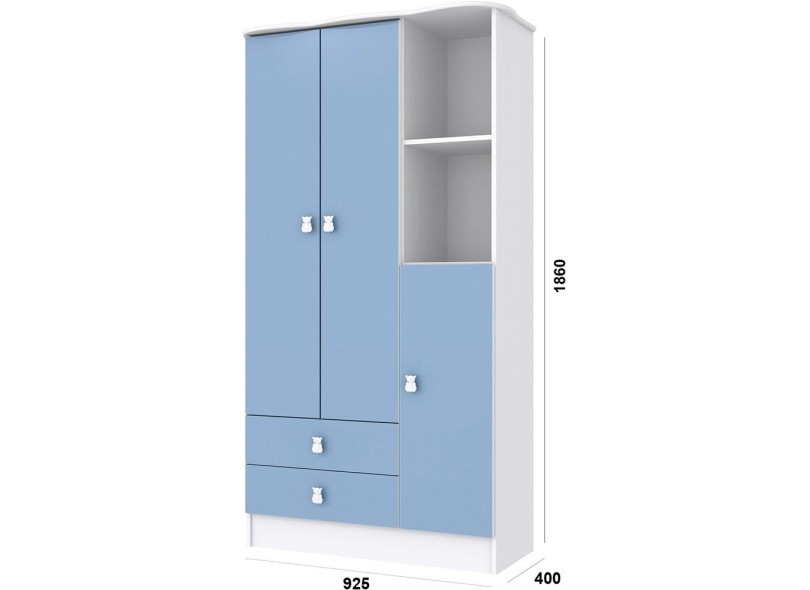 Guarda-Roupas de Bebê 3 Portas 2 Gavetas 1410 Percasa