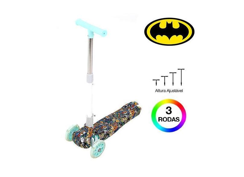 Patinete Infantil Batman Três Rodas Para Meninos Verde - Dm Toys