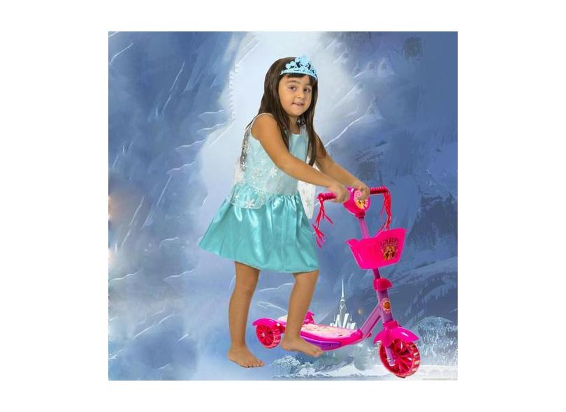 Patinete Para Crianças Pequenas + Vestido Infantil + Coroa - Dm Toys