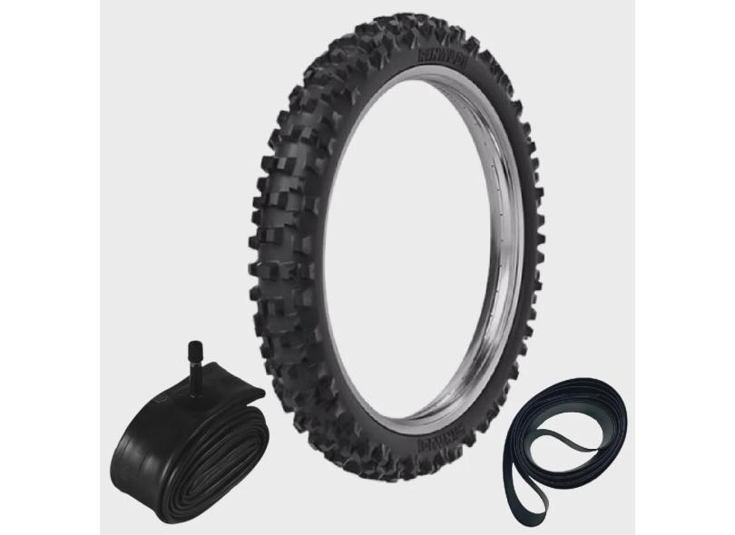 Kit Pneu 60/100-14 Rmx35 Rinaldi + Câmara + Cinta