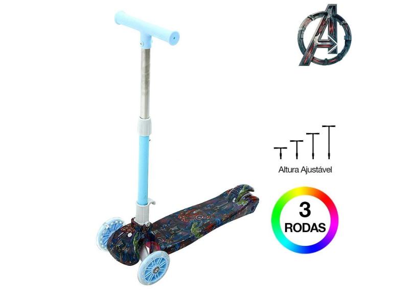 Patinete Infantil Vingadores Três Rodas para Meninos Azul