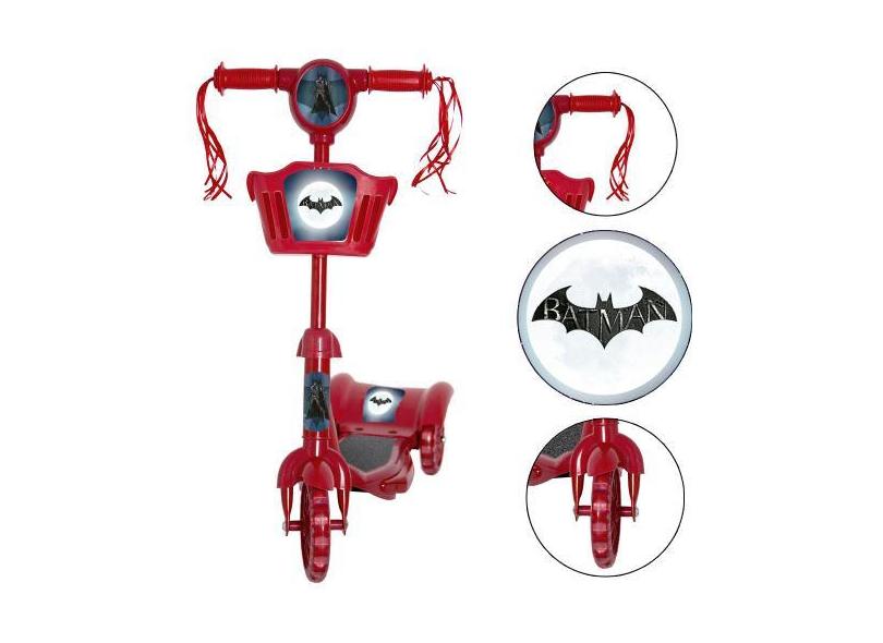 Patinete Batman Radical Ajustavel Criança Cestinha Toys 2U