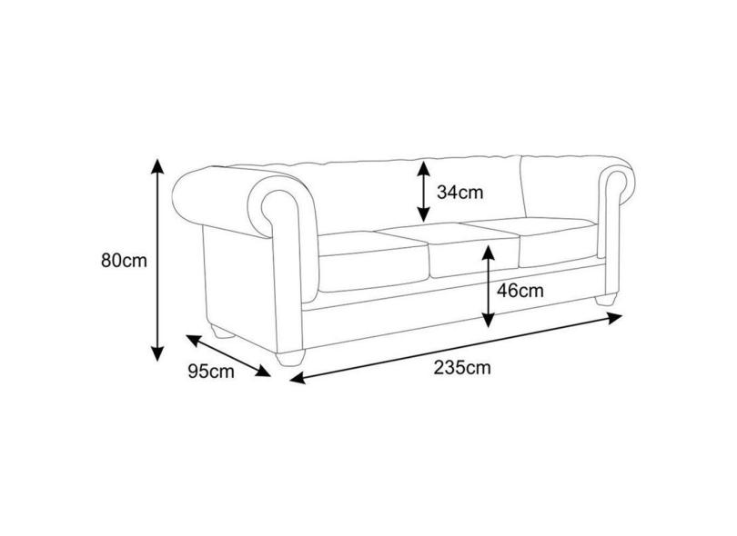 Sofá 3 lugares Couro Chesterfield Mempra