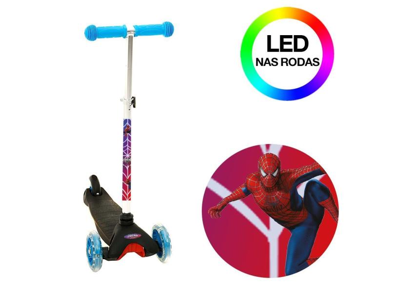 Patinete Masculino 3 Rodas Homem Aranha Led Preto Bbr Toys