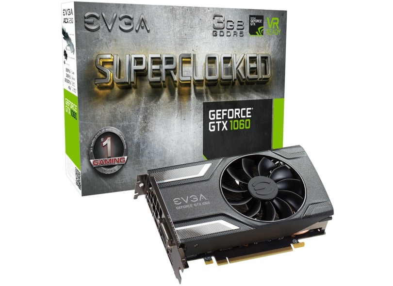 Placa de Video NVIDIA GeForce GTX 1060 3 GB GDDR5 192 Bits EVGA 03G-P4-6162-KR