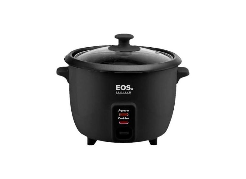 Panela Elétrica de Arroz 8 Xícaras Eos Premium Pratic Tampa de Vidro Preto Epa08p 110v