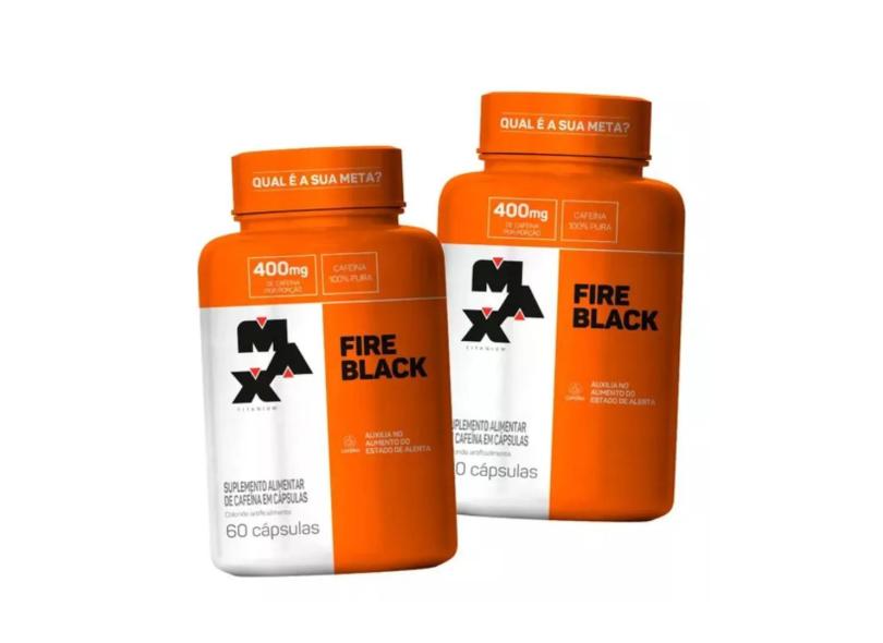 Combo 2X Termogênico Fire Black 60 Cápsulas - Max Titanium Sem Sabor