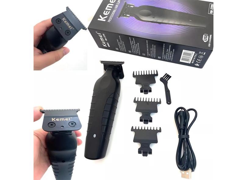 Maquininha Kemei KM-2299 Profissional para Aparar Cabelo Barba USB Entrega Rápida