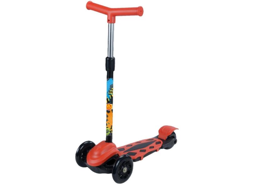 Patinete Infantil Radical Power Vermelho 3 Rodas Freio e Dobrável DM Toys