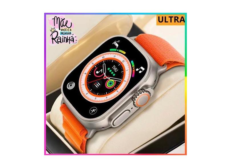 Relogio Smartwatch Presente para a Mãe Feminino Laranja Ultra 9 Whatsa