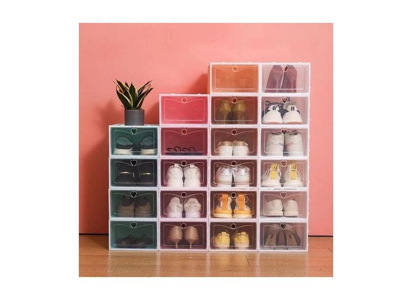 Caixa Organizador Para Tênis Sapatos Multiuso Tampa Flip Tamanho M - C