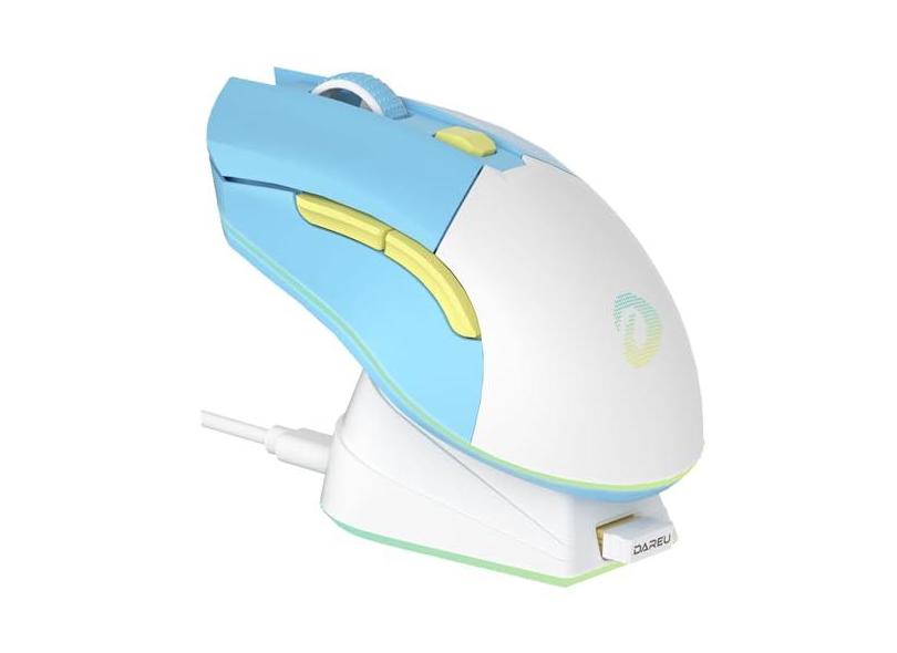 DAREU Mouse para jogos sem fio EM901X com base de carregamento recarregável RGB, 12K DPI, 7 botões programáveis, sensor de alta precisão [300IPS] [1000Hz] para PC, notebook, Mac