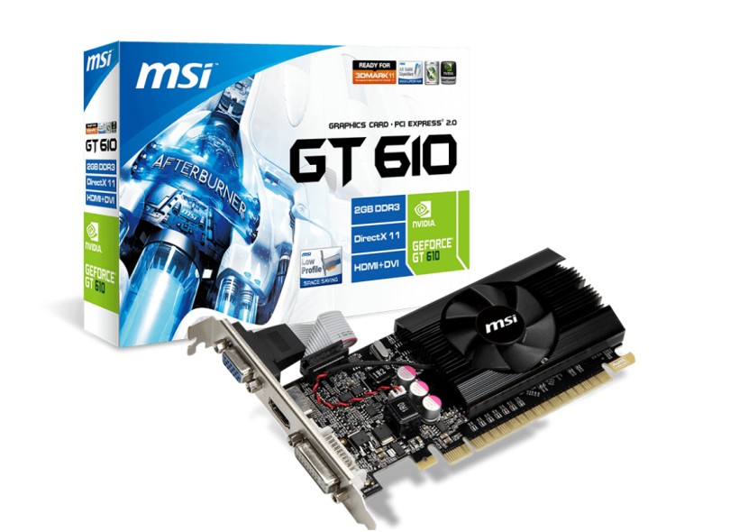 Placa de Video NVIDIA GeForce GT 610 2 GB DDR3 64 Bits MSI N610GT-MD2GD3/LP
