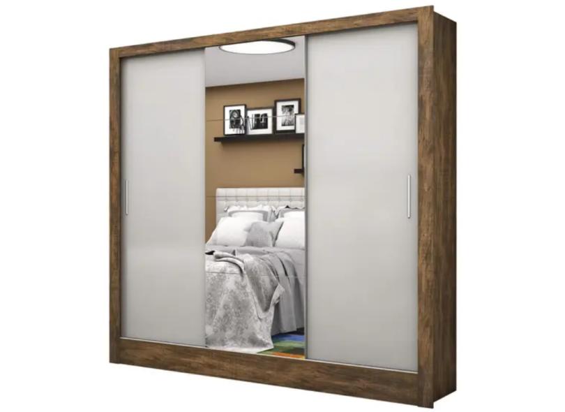 Guarda-Roupa Casal 3 Portas 3 Gavetas com Espelho Santiago Plus Espresso Moveis