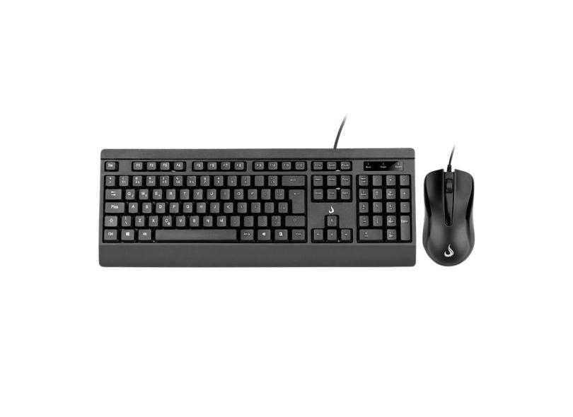 Kit Teclado E Mouse Rise Mode Office OF 02 USB DPI 1000 ABNT2 Preto - RM-TM-02-FB