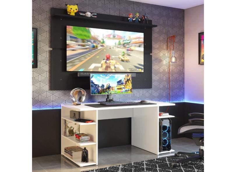 Mesa Gamer Madesa e Painel para TV até 65 Polegadas Branco