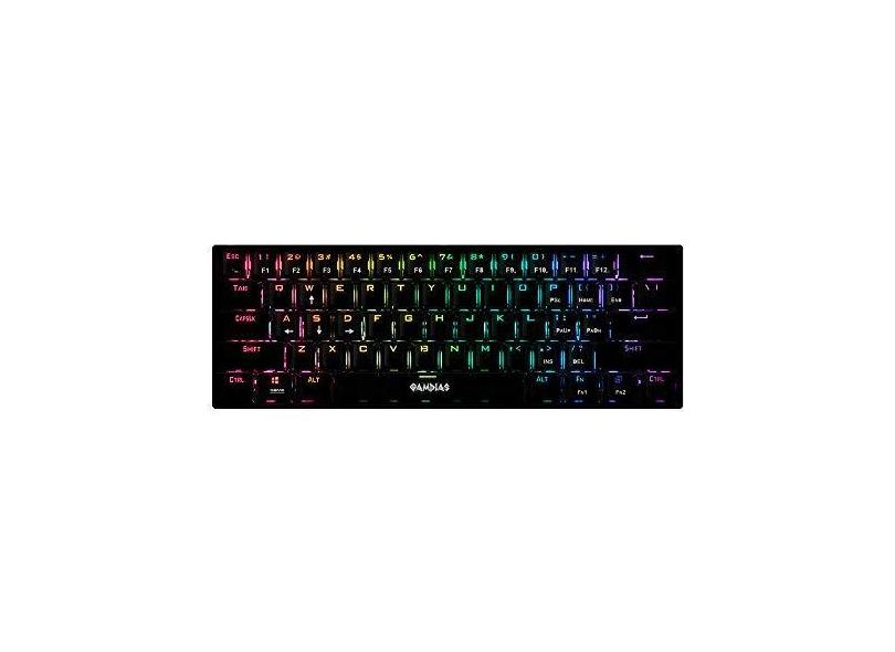 Teclado Mecânico 60% Compacto Gamdias Hermes E3 RGB Preto Switch Marrom ANSI HERMES E3 RGB (US/BROWN/BK)