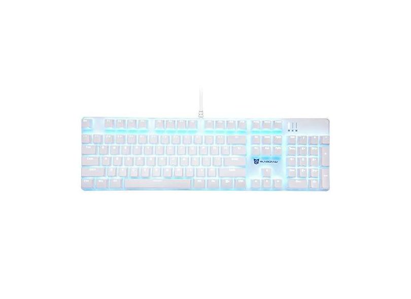Qisan Teclado mecânico para jogos, tamanho completo, 104 teclas, layout dos EUA, teclado com fio, interruptor marrom, retroiluminado, para acessórios de jogos, teclado ergonômico | teclado USB |
