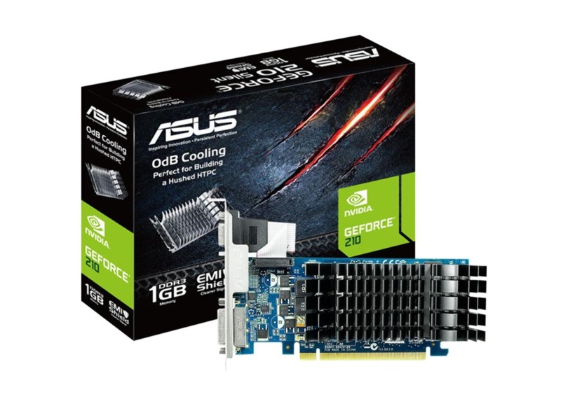 Placa de Video NVIDIA GeForce 210 1 GB DDR3 64 Bits Asus EN210 SILENT/DI/1GD3/V2(LP)